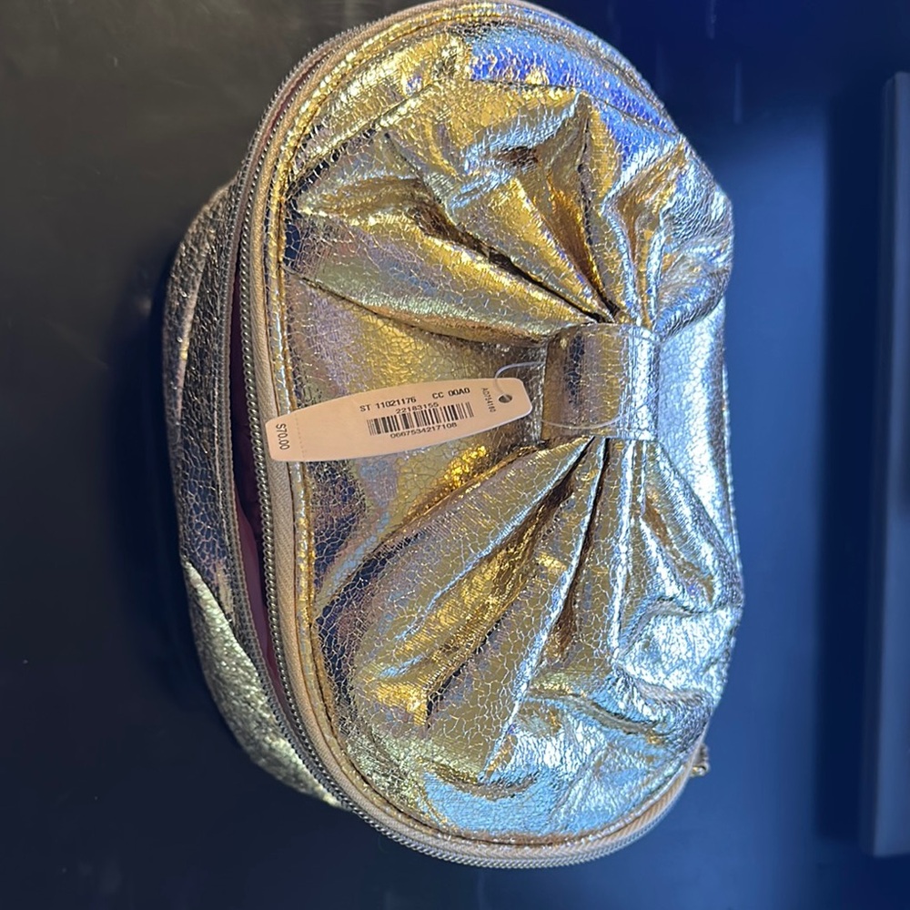 Victoria’s Secret Metallic Gold Bow makeup bag - NWT